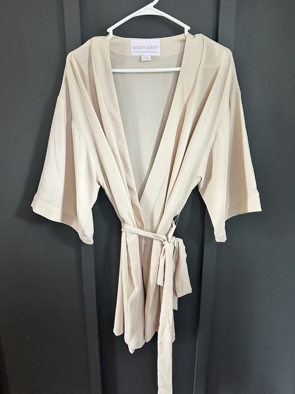 Birdy Grey Claudine Matte Satin Robe - Size M/L Natural/Beige